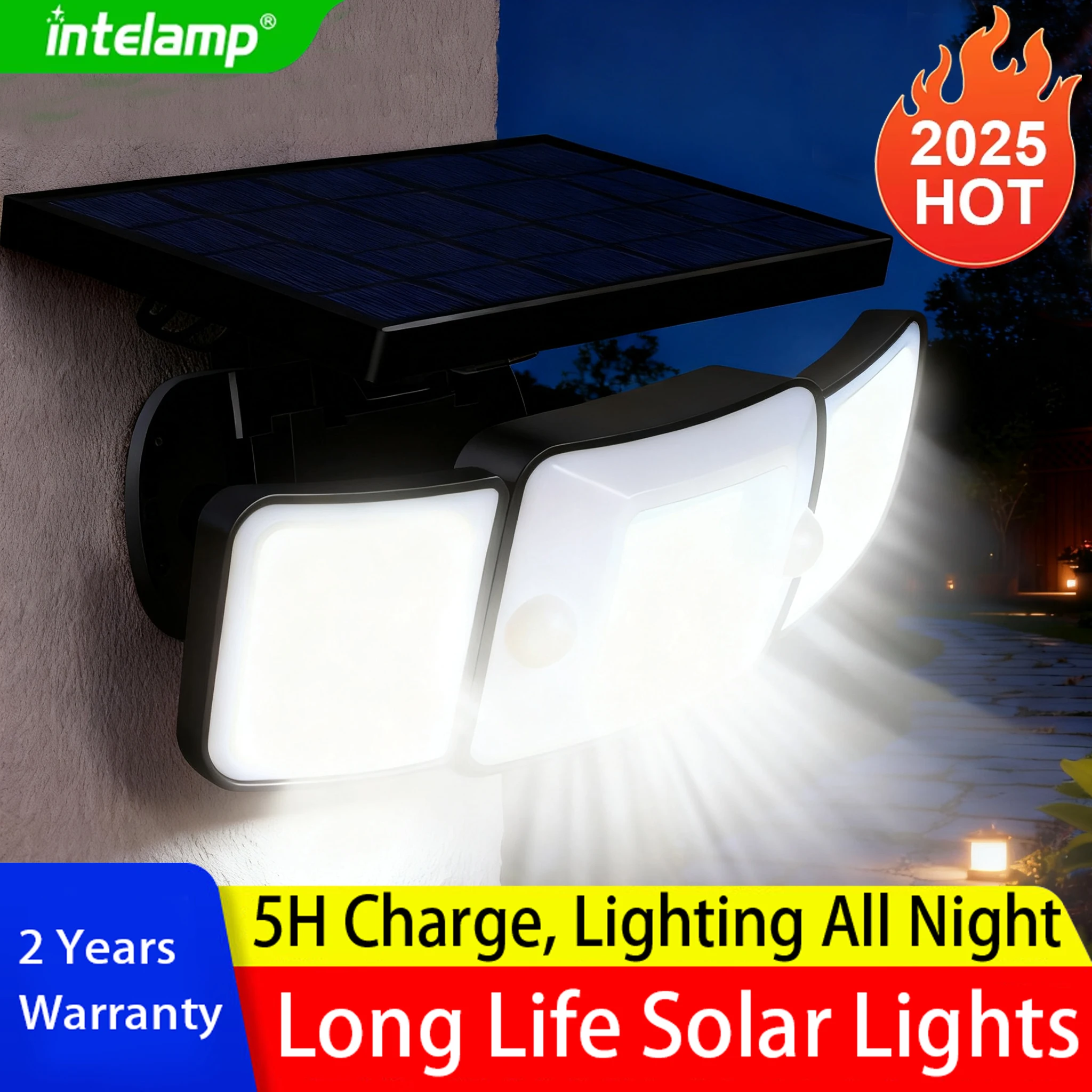 

2026 Powerful Solar Lights Outdoor Motion Sensor Super Bright Wall Lamp IP65 Waterproof Street Light for Garden Yard Path Garage