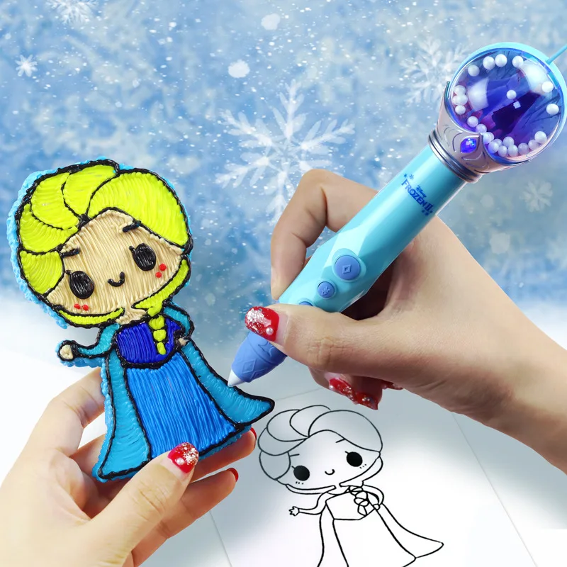 Disney Children's Frozen 3D Printing Pen Toys Stereo Graffiti Charging Low Temperature Painting Toys 3D Painting Pen Gift