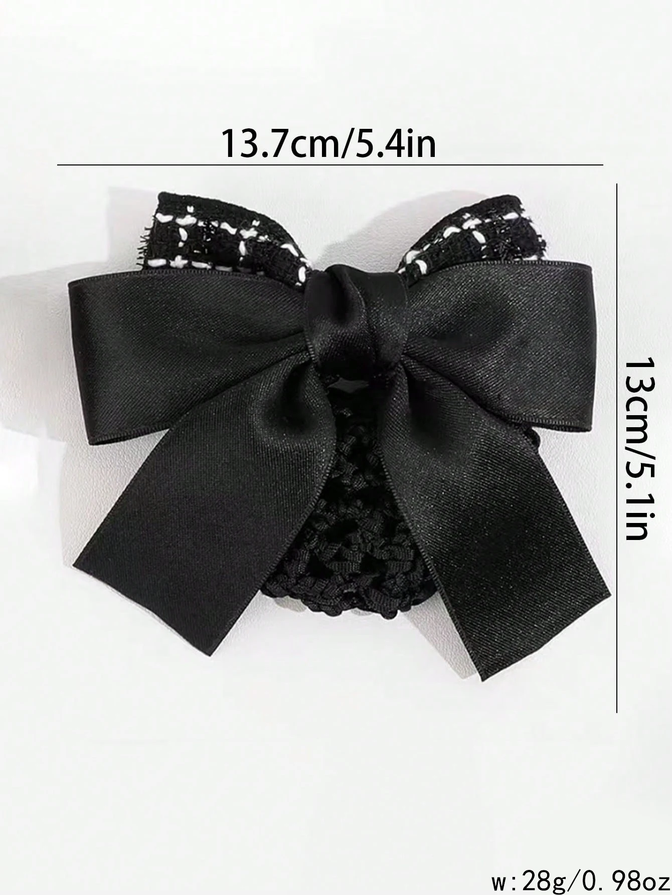 Pinza para el cabello con resorte de red gruesa de malla con lazo de doble capa para peinar el cabello en la parte posterior de la cabeza; 1 pieza