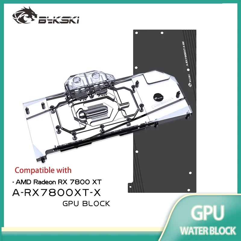 Bykski A-RX7800XT-X GPU Block for AMD Radeon RX7800XT Reference Edition Video Card Water Cooling / Full Cover / Copper Radiator