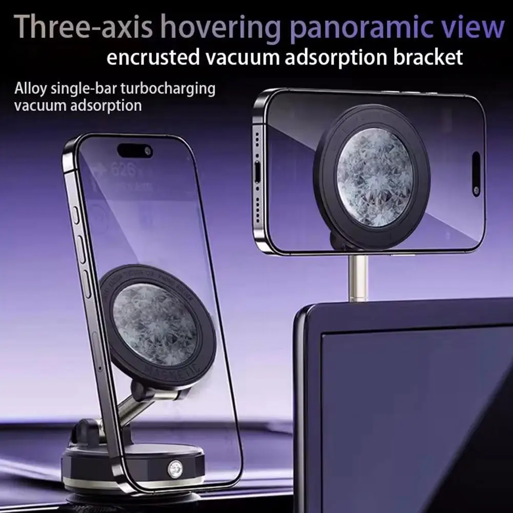 Vacuum Suction Magnetic Phone Holder 360°Rotation Automatic Suction Cup With Sparkling Diamonds For IPhone  2025