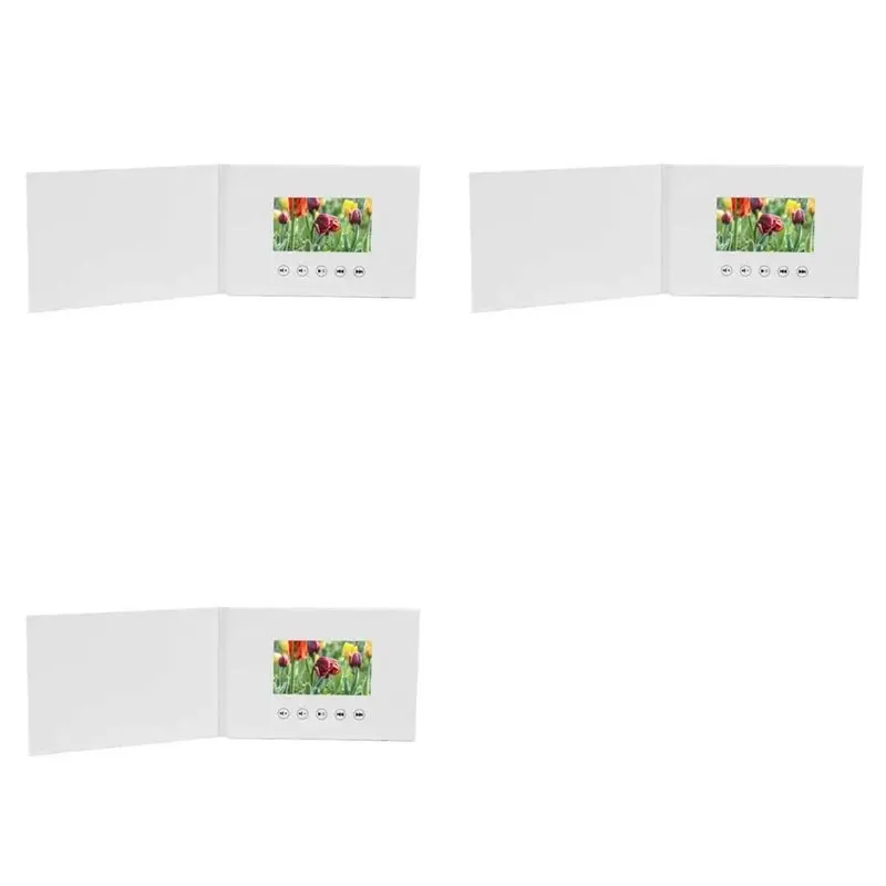 HJ-3Pcs 4.3 بوصة بطاقة كتاب الفيديو 4GB Lcd دعوة هدية الموسيقى بطاقة المعايدة تحميل الفيديو الزفاف دعوة الإطار الرقمي