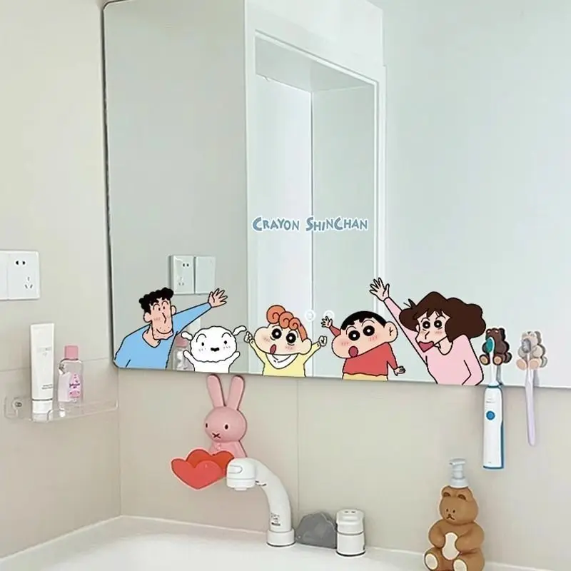 Crayon Shin Chan Bedroom Mirror Decoration Sticker Anime Bathroom Mirror Cute Sticker Bathroom Glass Door Waterproof Film Gifts