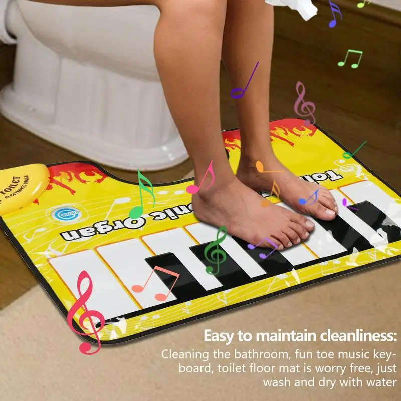 Toilet Piano Mat Novelty Potty Piano Sounding Carpet Bathroom Funny Toe Music Keyboard Toilet Floor Mat for Bathroom Rug