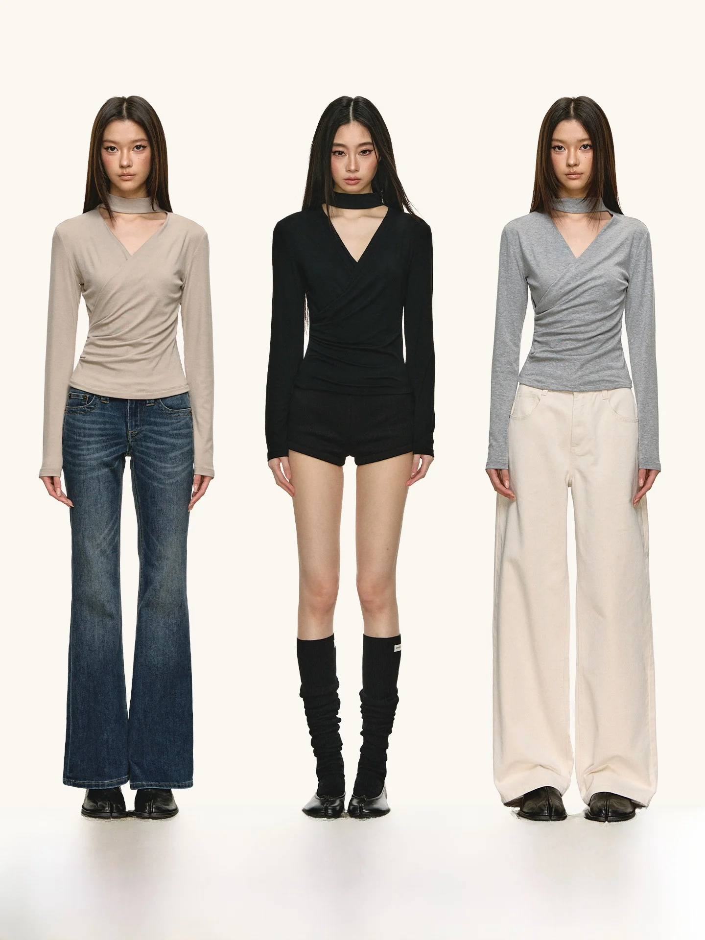 

Женский трикотажный топ Anna Aneae с V-образным вырезом, облегающий, с длинными рукавами, весенне-осенний, повседневный, элегантный дизайн...