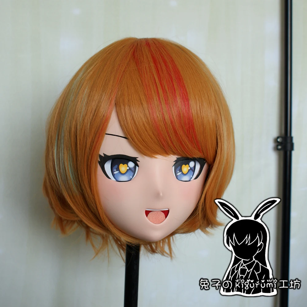 (RB6519) Qualidade artesanal feminino resina cosplay papel japonês anime kigurumi crossdress boneca máscara transgênero