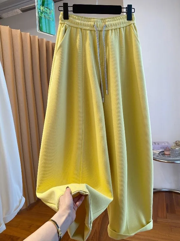 

High Waist Wide Leg Pants Casual Loose Fit Banana Pants Cool Sensation Straight Cut plus Size Women's Fashion Summer Trousers