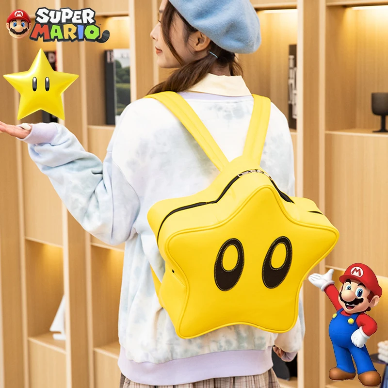 Kawaii Super Mario Bros Backpacks Y2K Star Shoulder Bags for Women Large Capacity Travel Storage Bag Cute Student Schoolbag Gift