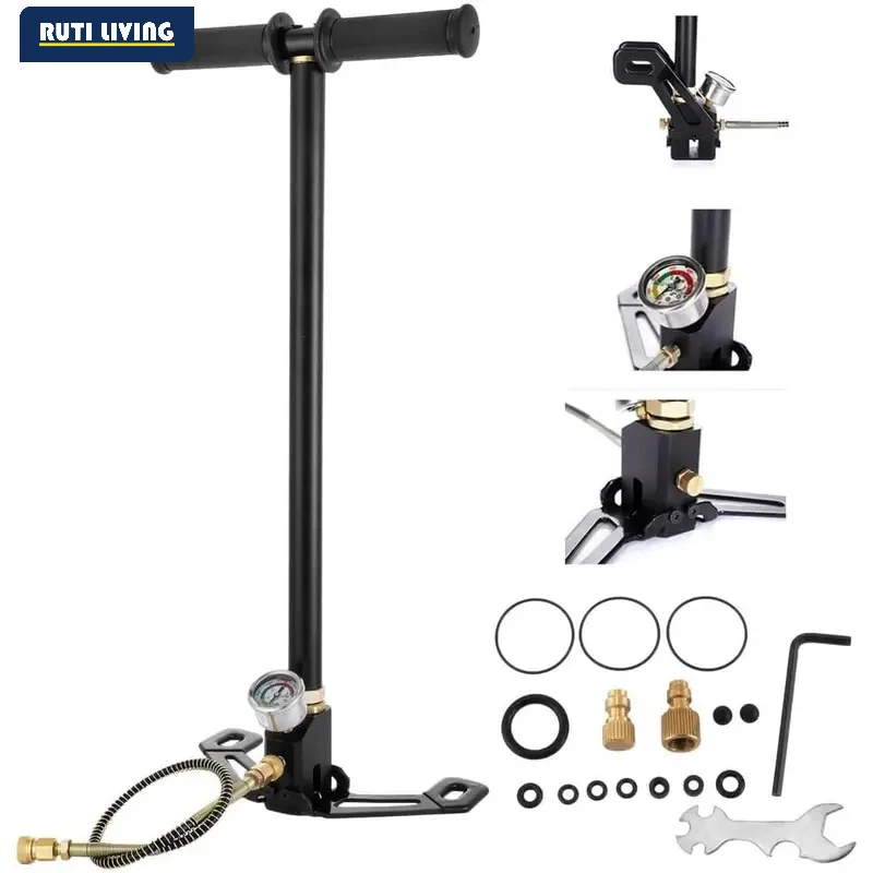 RUTI 300bar 30mpa 4500psi 3 Stage Pump For Car Bicycle High Pressure Air Compressor Hunting Inflator HPA Tank Diving Inflator