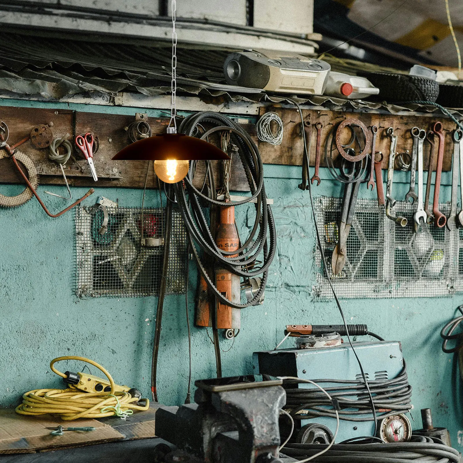 

2Pcs Galvanized Metal Mining Light Hanging Chain Adjustable Length for Factory Warehouse Lighting Durable Lighting Chains