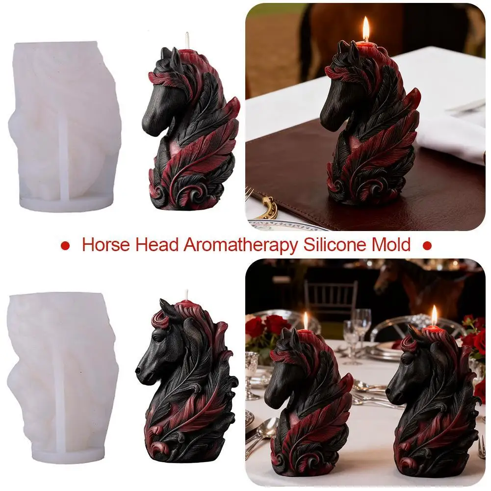 

1pcs Horse Head Candle Silicone Mold DIY Nordic Style Flying Horse Cylinder Aromatherapy Gypsum Resin Mold Home Crafts