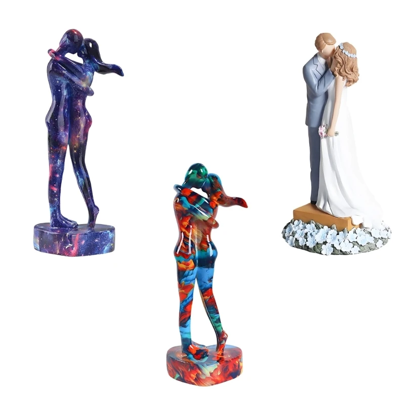 Liebhaber umarmt Statue künstlerische Harz Kuss Paar Skulptur mit Basis Home Desktop Dekoration Geschenk für Hochzeitstag 3XUF – Detail 1