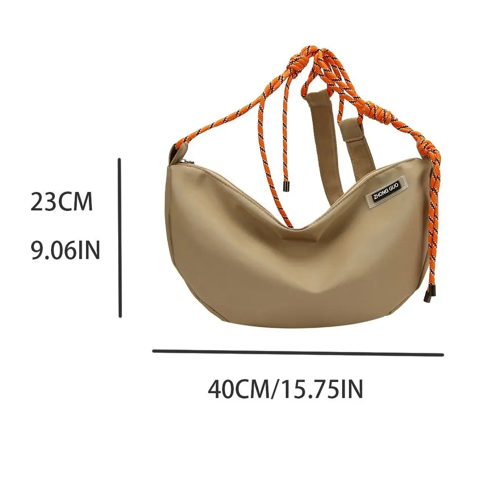 Half-moon Shape Nylon Crossbody Bag Solid Color Zipper Dumpling Shoulder Bag All-match Large Capacity Sports Message Bag Outdoor