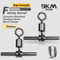 3 Way Swivels Fishing Tackle 25~50Pcs Cross Line Crimp Rolling Swivel Connector T-Shape Crimp Sleeve Swivels Fishing Saltwater