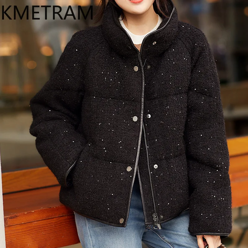 KMETRAM White Goose Down Jacket Woman Elegant New in Outerwears Short Down Jackets Winter Clothes Women 2024 Winterjas Dames