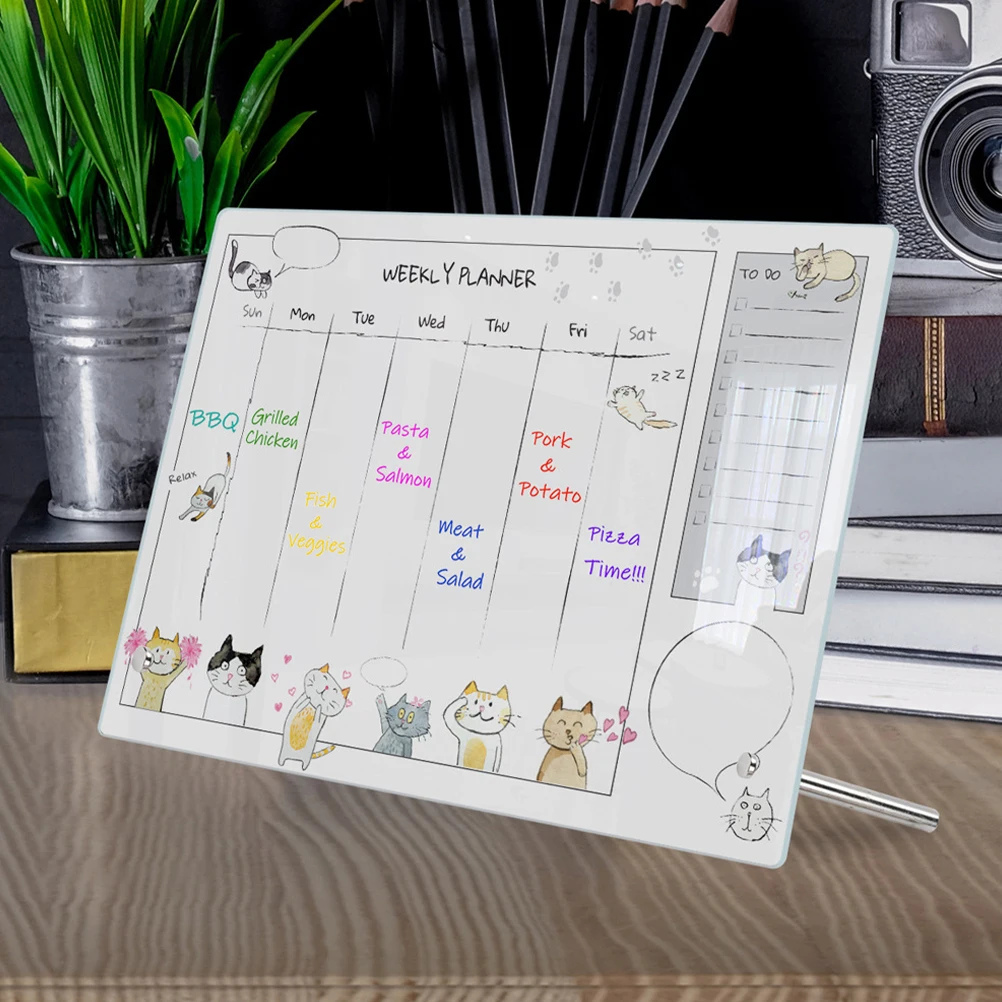 

1 set Weekly Plan Memo Board Kit 7cm Nails 6 Pens Acrylic Writing Board for Home School Office Garden Decor