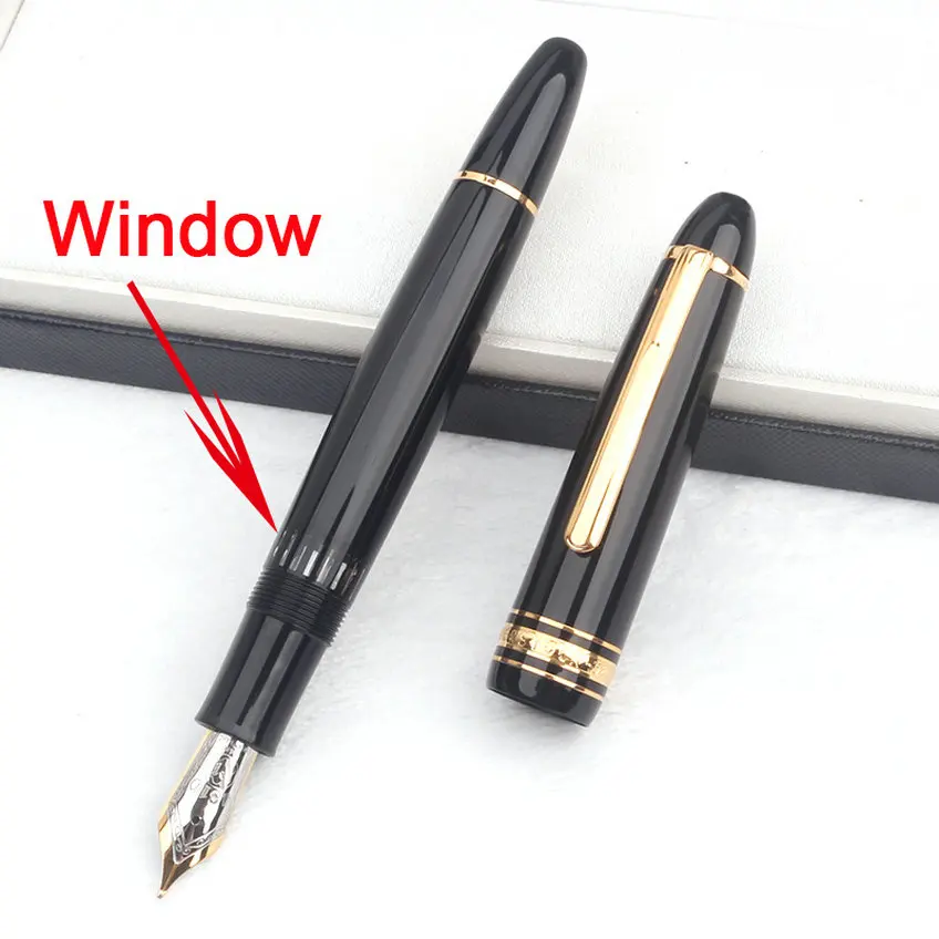 Luxury Msk MB 149 Review Piston Filling Fountain Pen Gold Plated Rings Filling Calligraphy Pens Via Inkwell with Serial Number