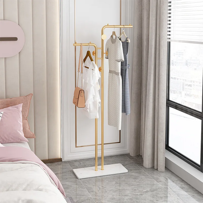 

Multi-Functional Vertical Coat Rack Nordic Light Luxury Floor Clothes Rack Household Bedroom Simple Clothes Hanger Display Rack