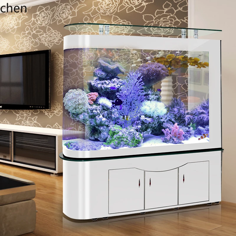 

ZML fish tank aquarium glass fish tank under filter goldfish tank screen partition