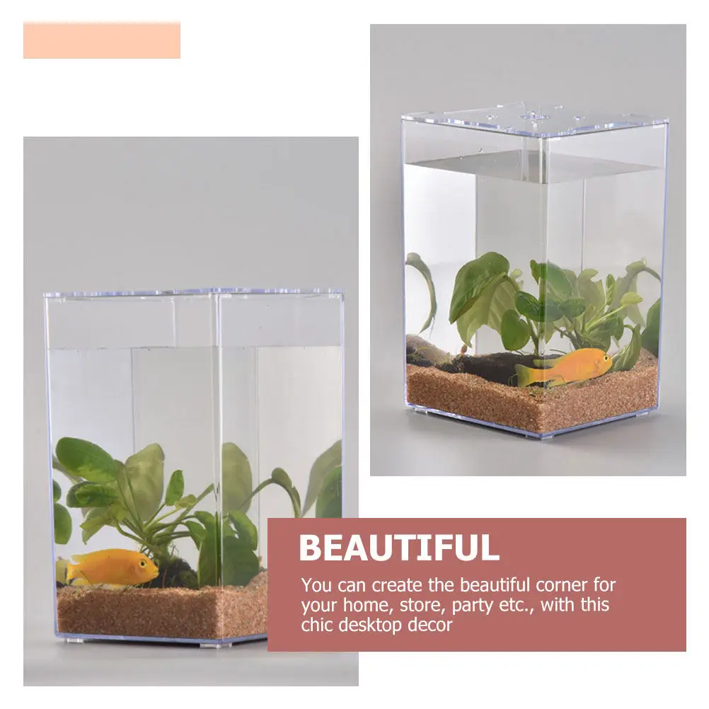 

Высококачественный Настольный Аквариум для Мелких Рыб, Акриловый Декоративный Аквариум с Большой Вместимостью для Дома и Офиса