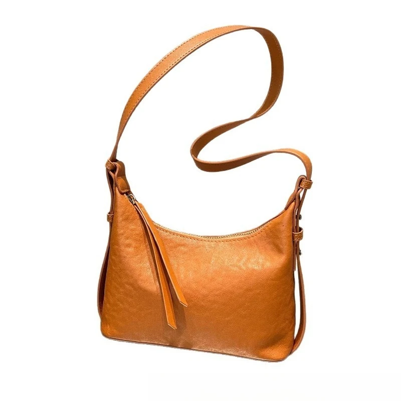 

Women's Shoulder Bag Underarm Bag with Full Grain Vegetable Tanned Leather Vintage Hobo Handbag Daily Work