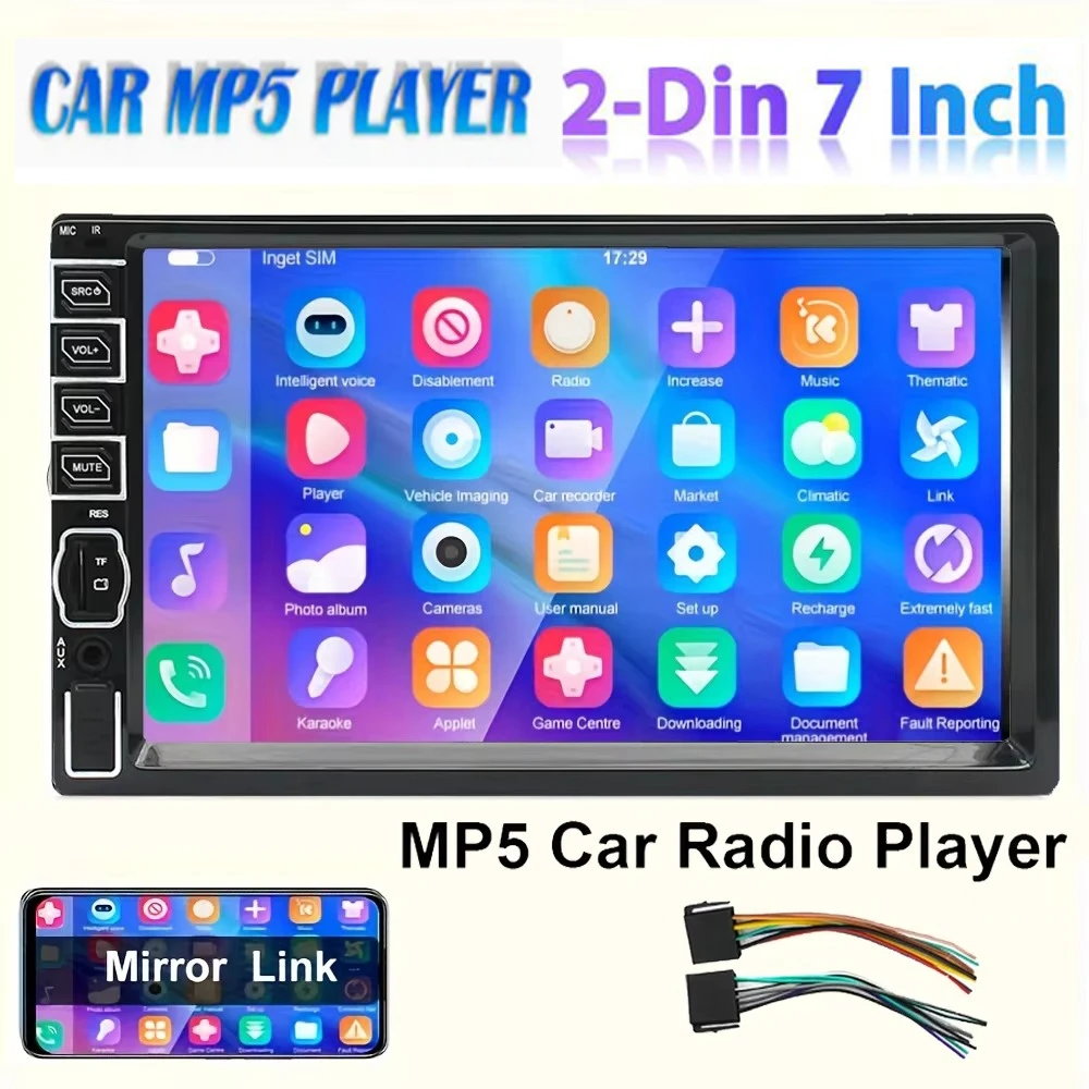 7-Inch HD Car Stereo Radio 2 Din MP5 Multimedia Player with FM/USB/AUX, SD Function, Mirror Link Support