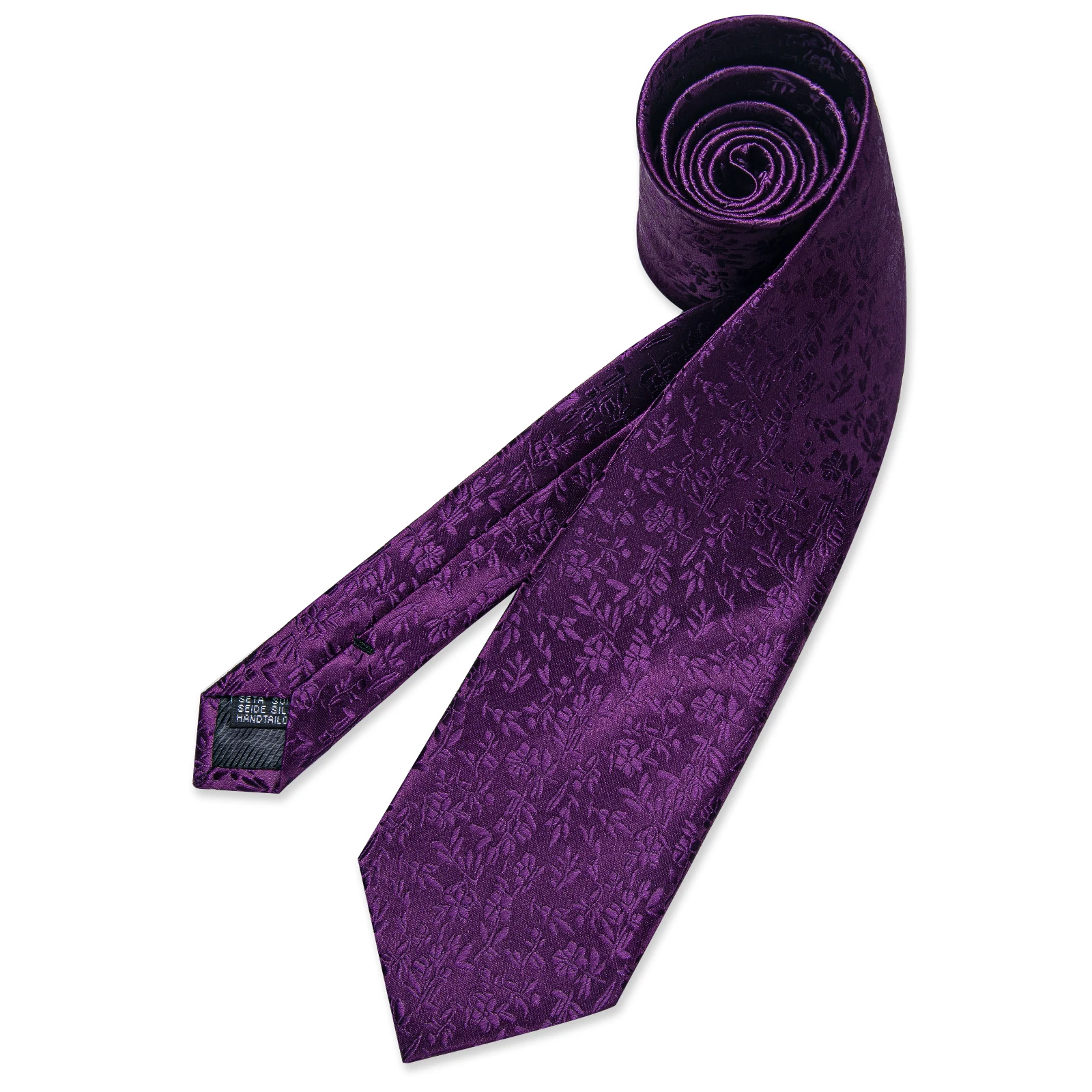 Purple Floral Silk Ties For Men Luxury Men\'s Neck Tie Set Wedding Accessories Handkerchief Cufflinks Mens Gift Box Set Wholesale