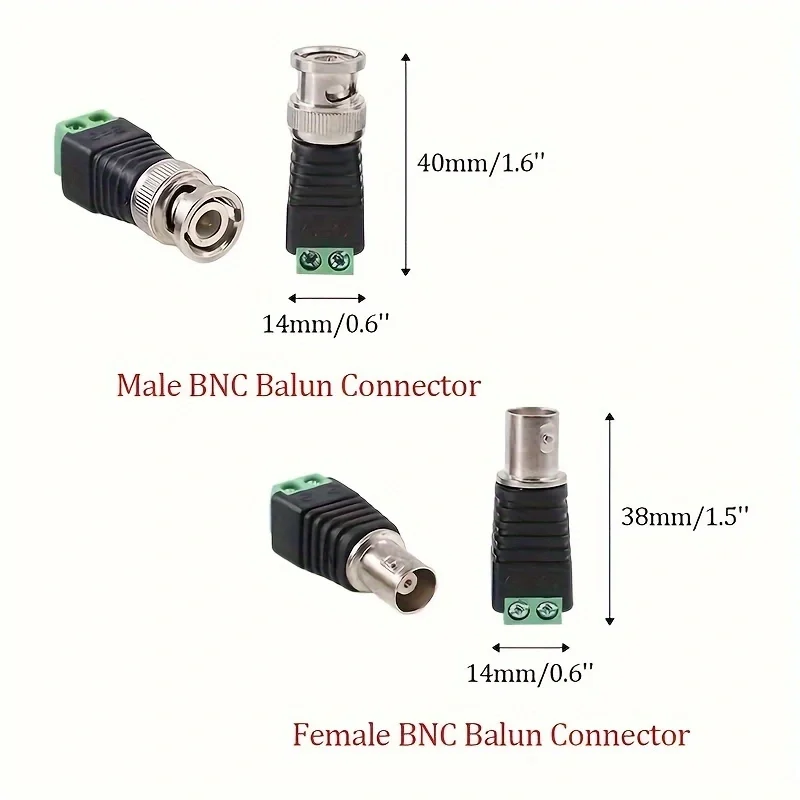 BNC Male Female Screw Plug Socket Connectors Connector Adapter Terminal Surveillance Camera UTP Balun Video CCTV
