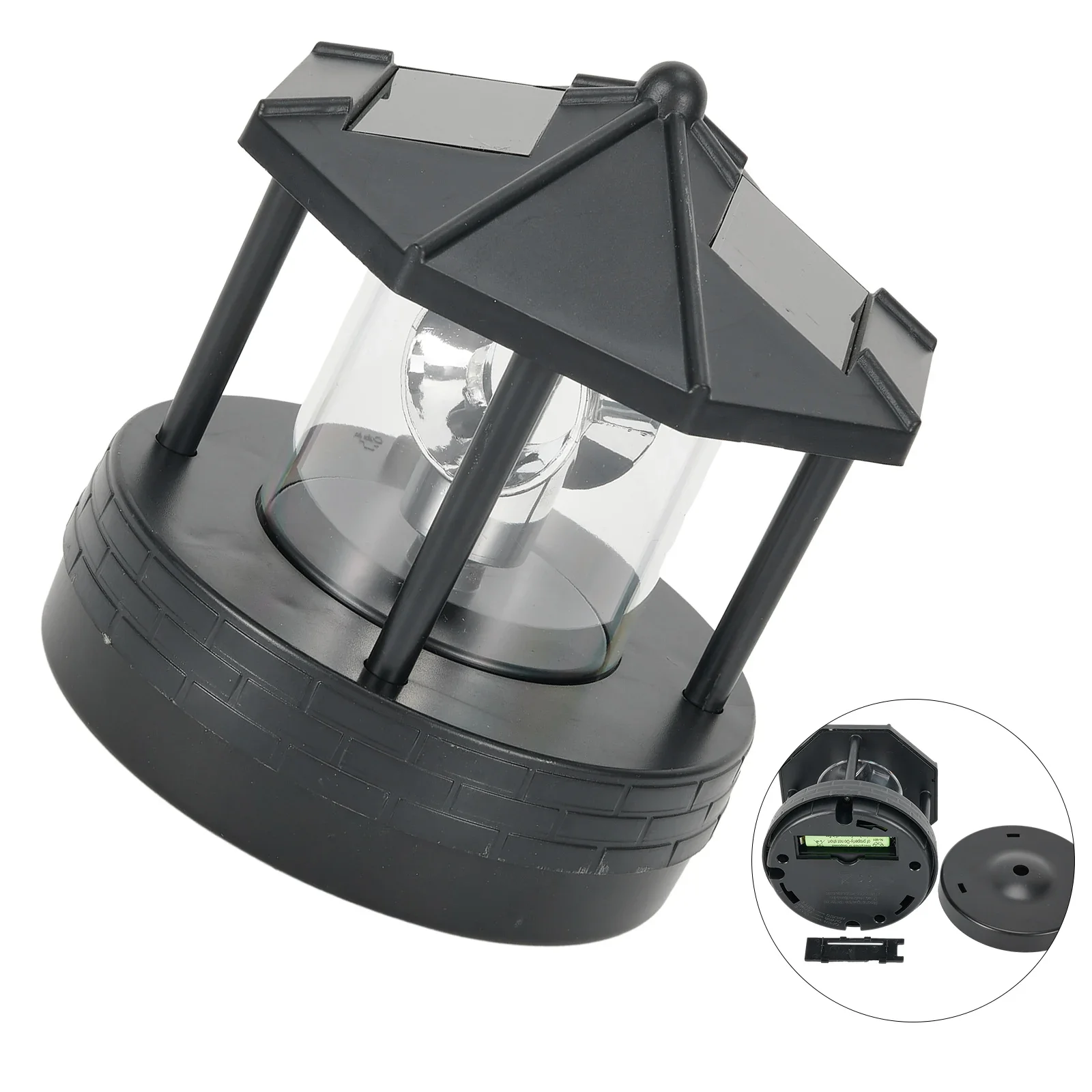 Imagem -02 - Solar Rotating Lighthouse com Painéis Solares Led Lights Impermeável Jardim Ferramentas Elétricas Peças de Decoração 2a1.2v300ahm 1pc