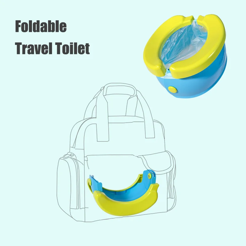 Portable Potty for Kids Travel Foldable Baby Potty Training Seat Outdoor and Indoor Easy to Clean Includes 10 Waste Bags