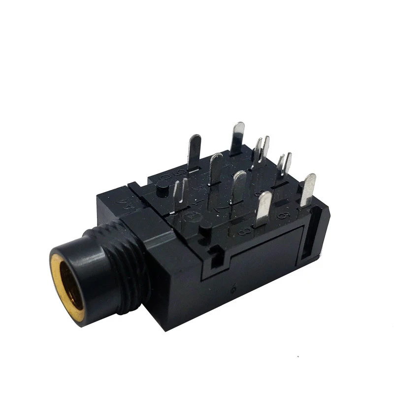 10PCS 6.35 Audio socket PJ-606A dual channel headphone MIC socket KTV microphone connector 9PIN plug-in DIP connector