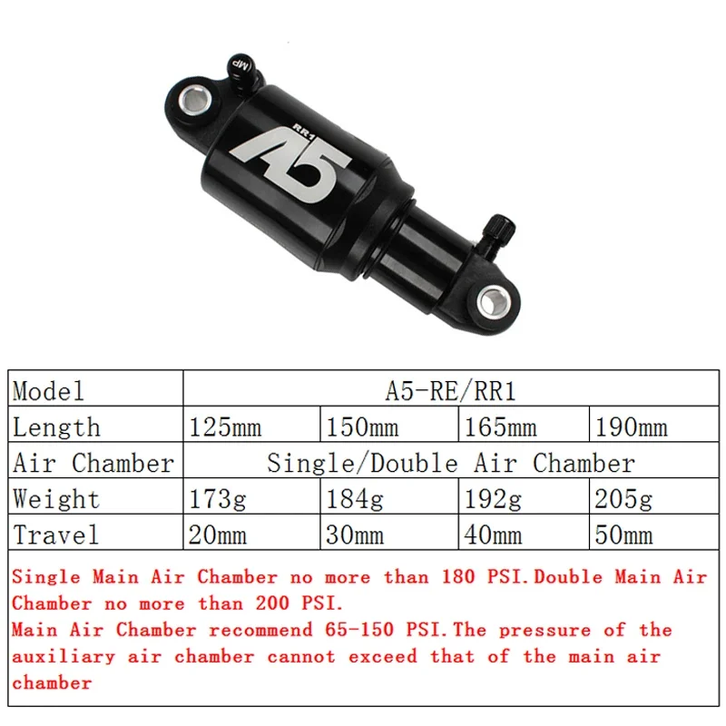 KS A5 RE RR1 Air Rear Absorber Shock Fold Bike Double Single Air Shock Absorber 125/150/165/190mm EXA Bike Rear Shock Absorber