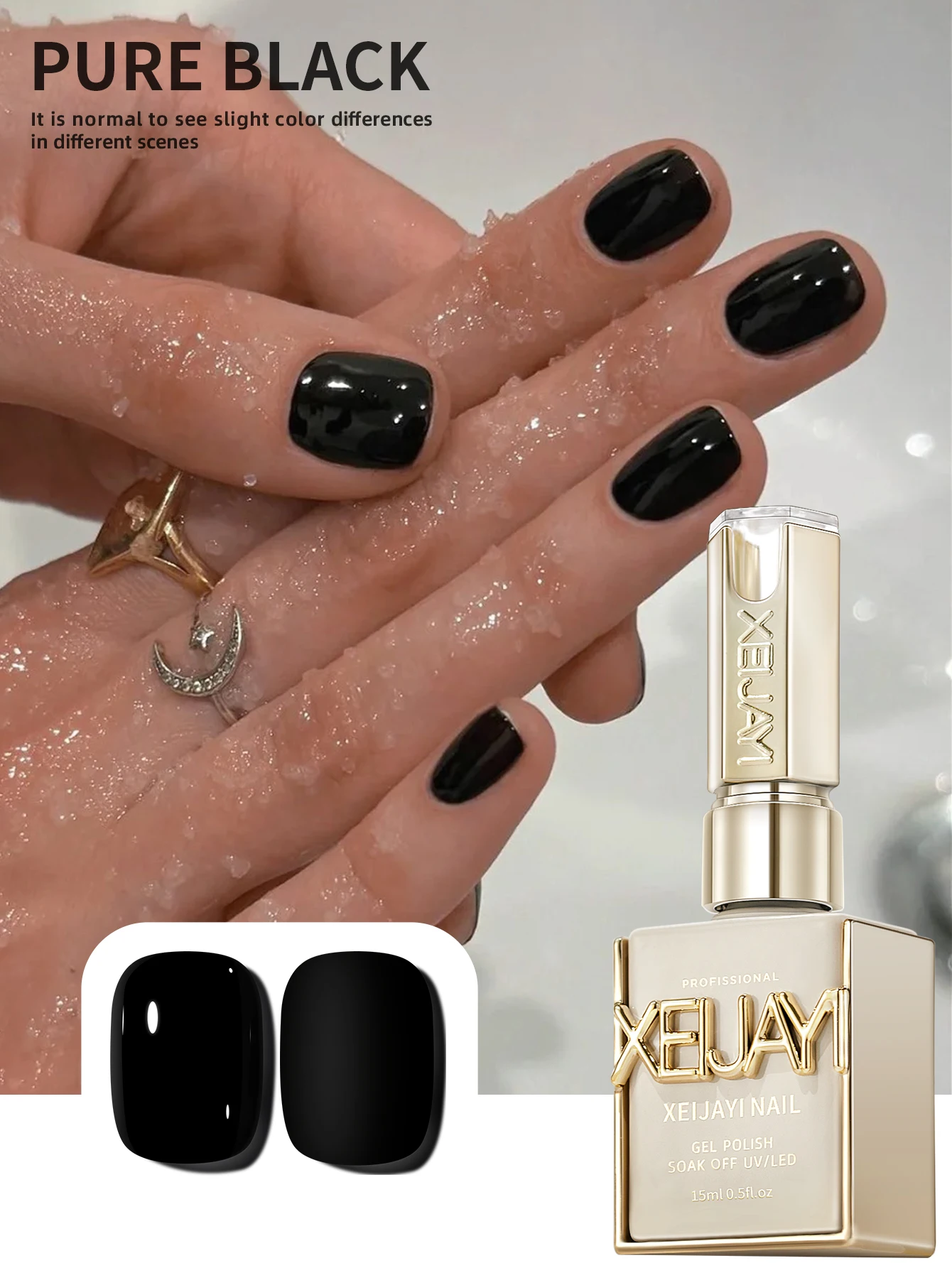 1pc 15ml Pure Black Gel Nail Polish Starter Pure Soak Off No Wipe Nail Gel Polish Suitable For All Seasons