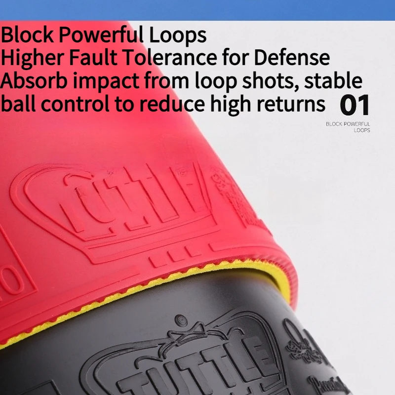 TUTTLE Loop Defense Table Tennis Rubber Pimples in 2.0mm Sponge Mid-Hard/High Hard Anti-Loop Defensive Slow Down PingPong Rubber