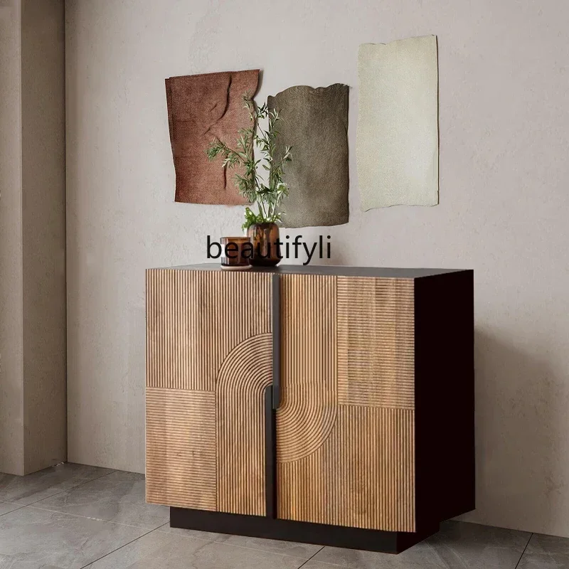 Nordic solid wood dining side shoe cabinet entrance integrated tea living room locker