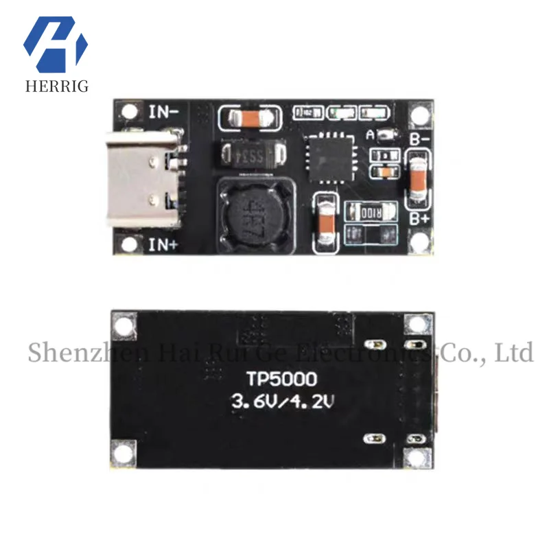 

TP5000 CHARGING PAD MANAGES THE TYPE-C INTERFACE OF THE REGULATED POWER MODULE 2A4.2V SINGLE-CELL LITHIUM BATTERY