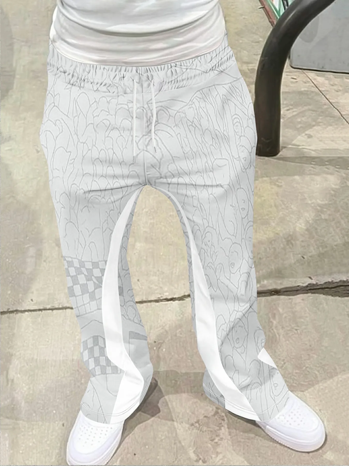 

Мужские повседневные уличные стильные модные модные слегка расклешенные черно-белые спортивные штаны с цветными блоками, мужские брюки