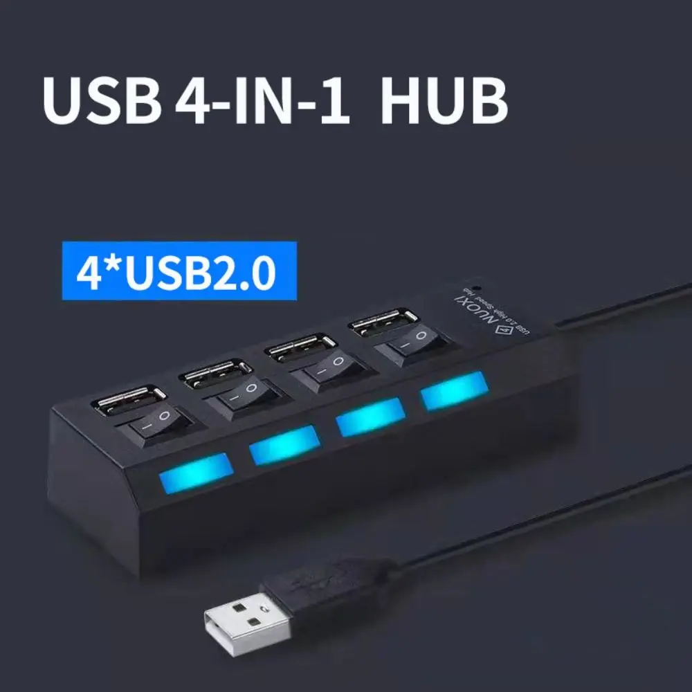 

with LED Lamp Switch Multi USB Splitter 4 Port USB HUB Hub 2.0 Expander Adapter