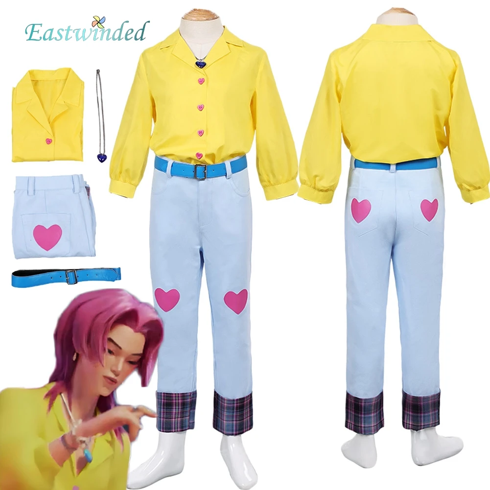 

Kids Demon Hunter of KPop Romance Cosplay Yellow Shirt Pants Costume Outfit Saja Boys Children Clothing Halloween Carnival Party