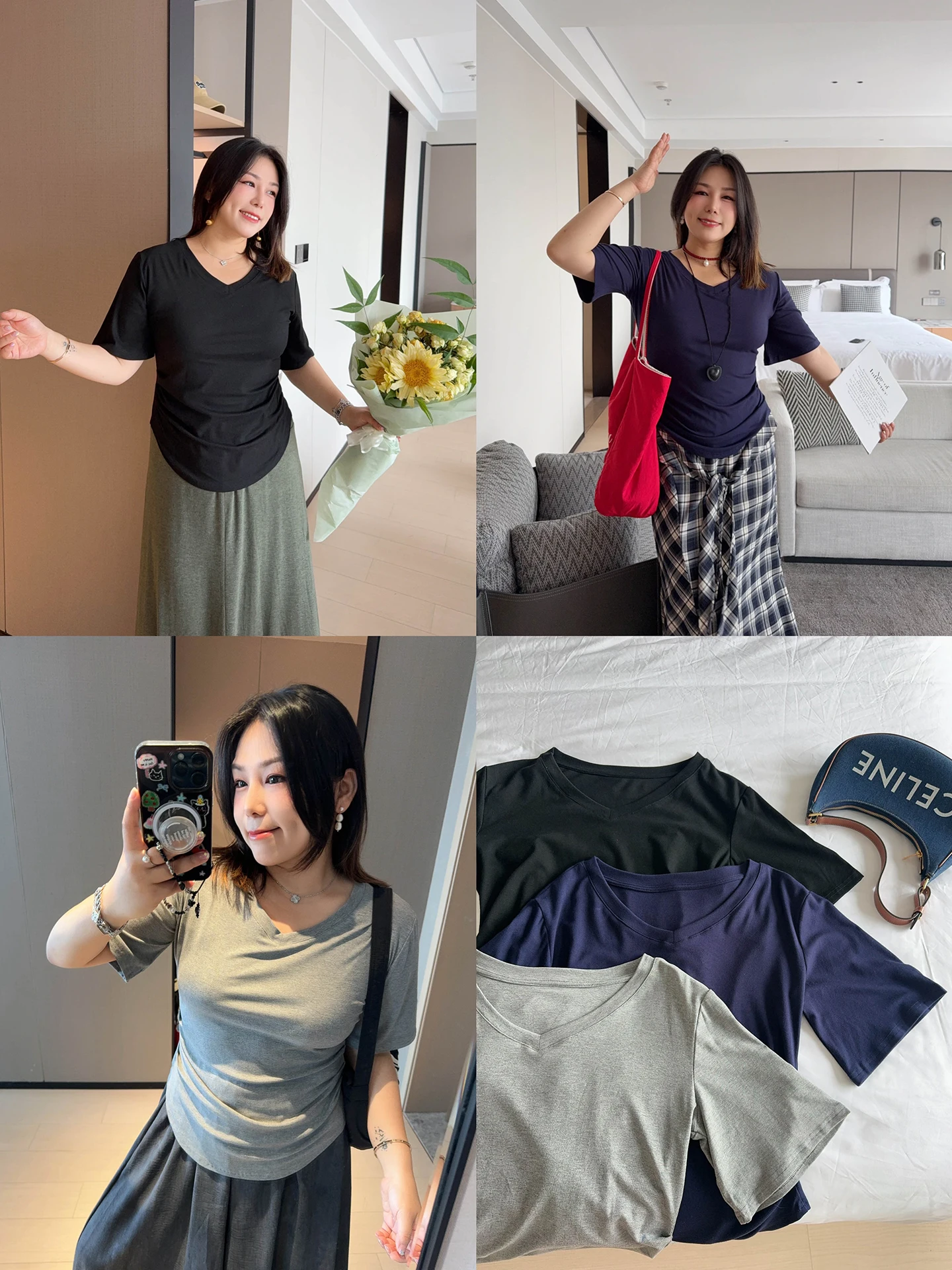 

Женская футболка VOGANA больших размеров Pure Desire с плиссированной талией, из хлопка и модала, дышащая, с коротким рукавом, летний топ