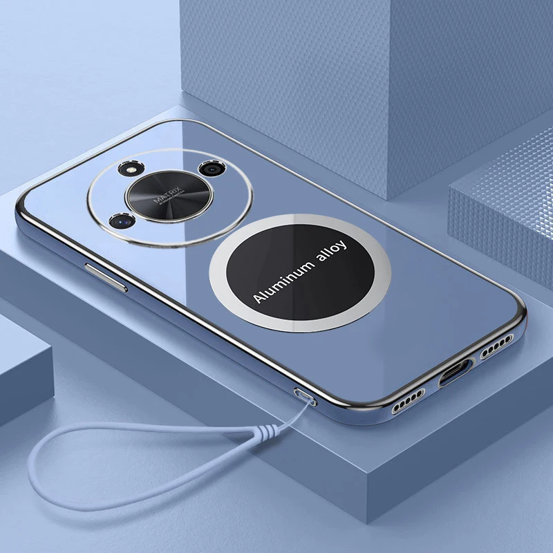 Pour Honor X9c étui intelligent Honor X9c étui de téléphone intelligent attraction magnétique luxe carré placage antichoc Silicone couverture arrière
