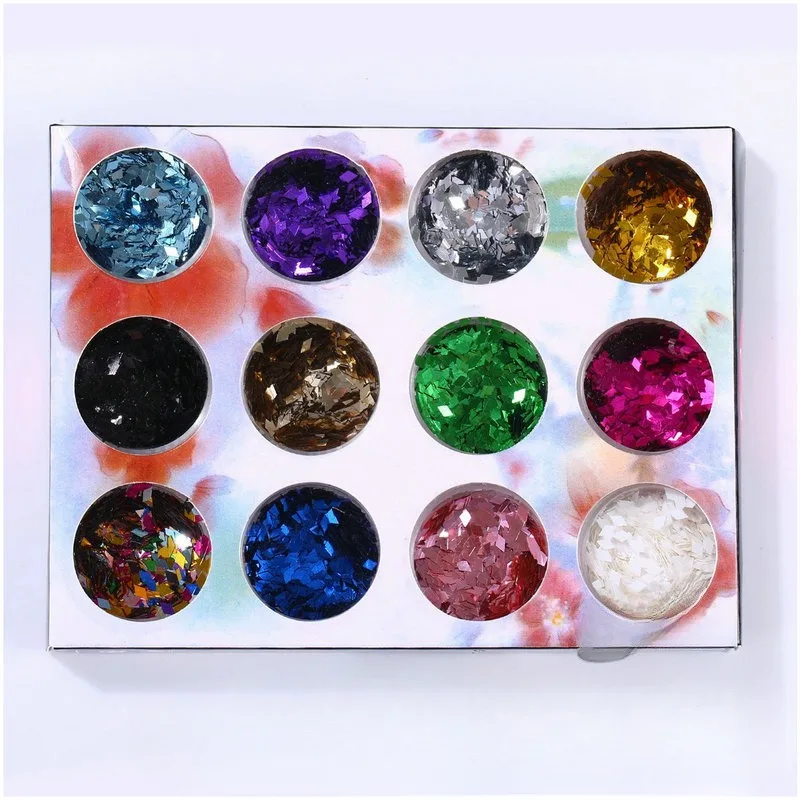 Instagram New Glitter 12 Color Shell Paper Pearl Powder Diamond Peach Heart Glitter Nail DIY Slime Material Beaut Peach Heart