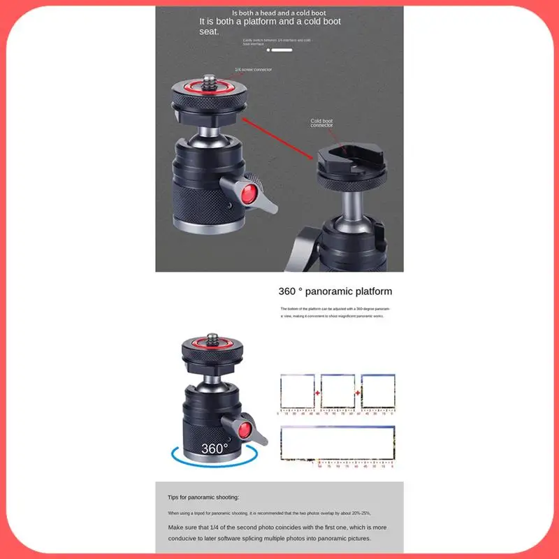 

X12A-360° Rotation Mini Photography Live Mobile Phone Stand Pan Tilt With Removable Cold Shoe Mount Camera Spare Parts