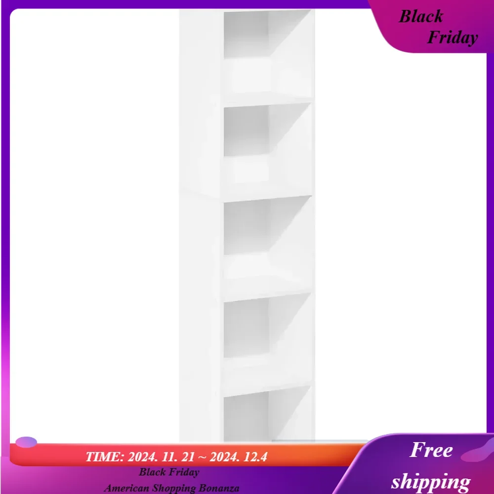 

Luder Bookcase / Book / Storage, 5-Tier Cube, White 9.3"D x 12"W x 52.1"H