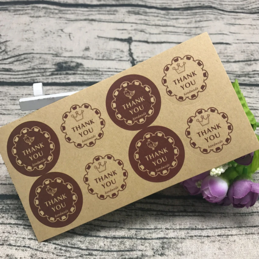 80PCS/lot 'THANK YOU' Vintage Kawaii Little Bird Round Kraft Paper Seal Sticker For Handmade Products Package Decoration Lable