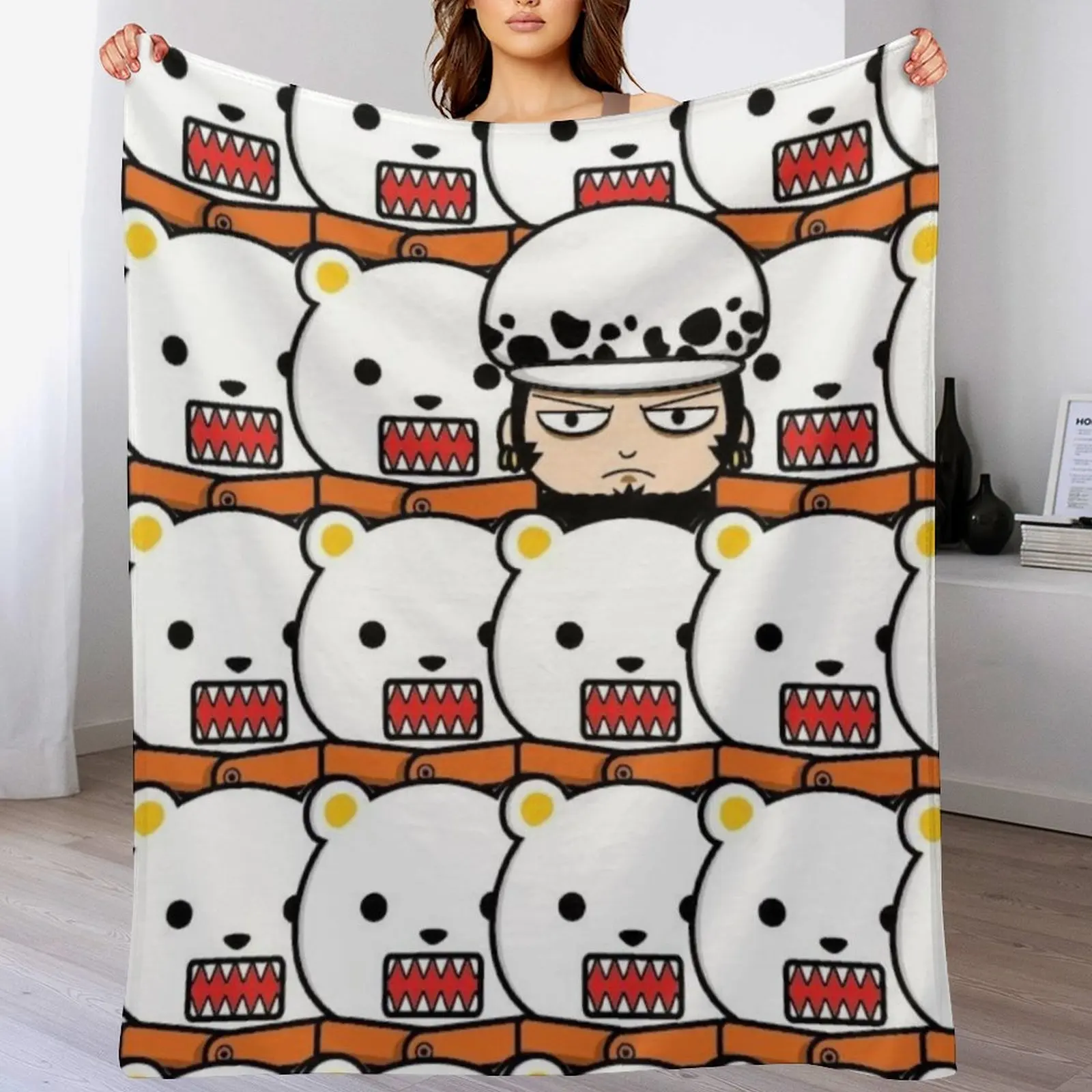

Trafalgar Law x Bepo Throw Blanket Flannel Fabric Vintage Custom Soft Big Blankets