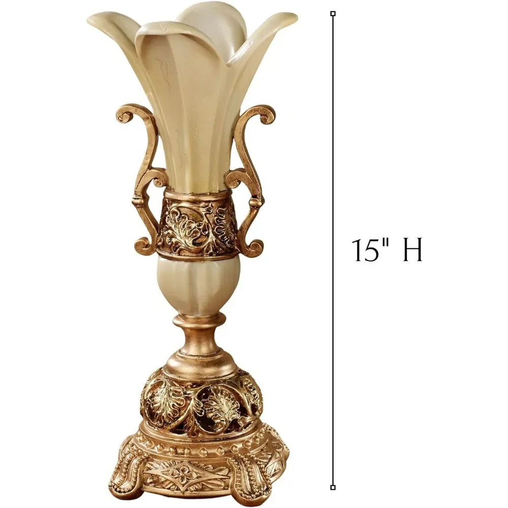 Gold Vase, Table Vases, Elegant Vases Ideal Gift for Valentines Day Decor, Resin, Marble Vase