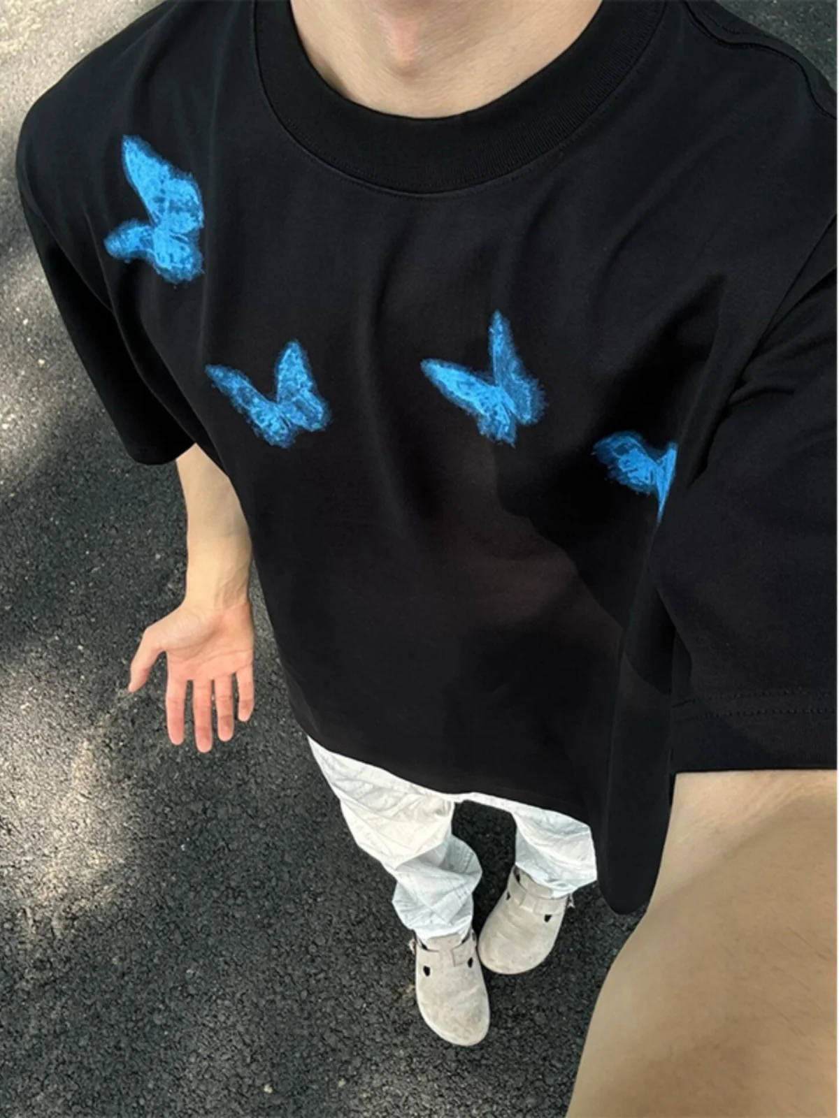Heavyweight Black Short Sleeve Men's T-Shirt Summer American High Street  Print Half Sleeve High-End Feelings Should...