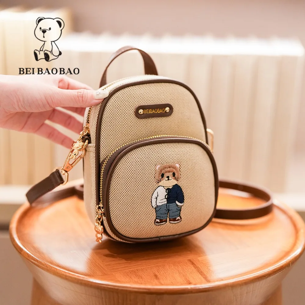 

Mini Small Satchel Mobile Phone Bag 2025 New Canvas Simple Fashion Shoulder Bear Women's Trend Messenger Bags Crossbody Bag