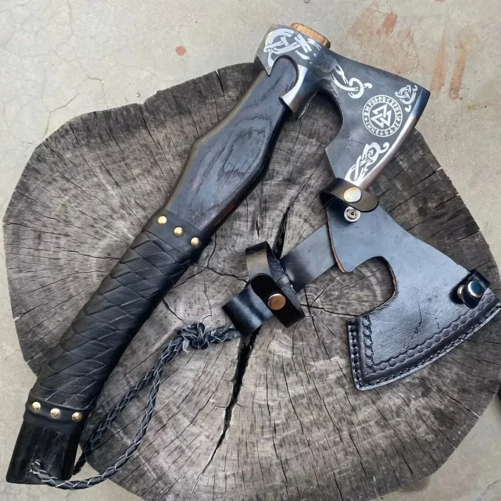 Custom handmade Damascus Viking axe